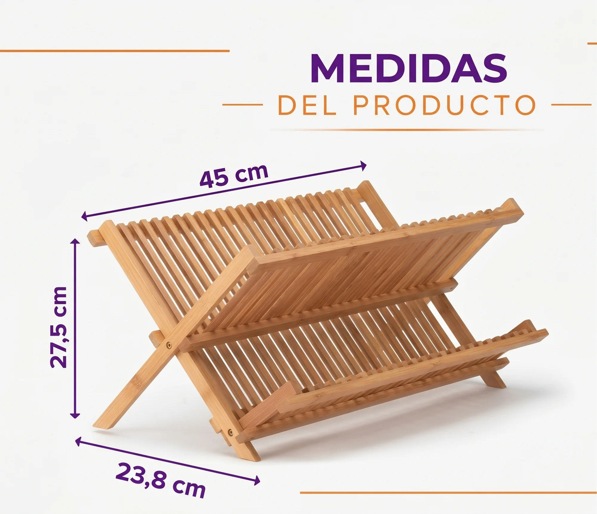 Escurridor Secaplatos Plegable Bamboo 2 Niveles — imagen 4