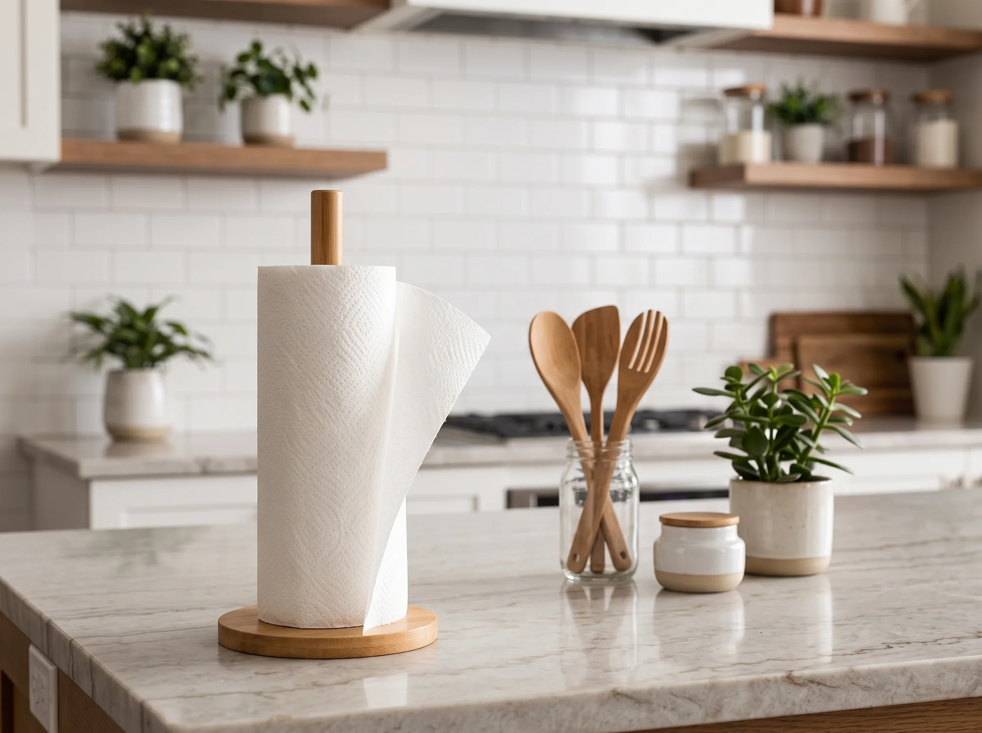 Porta Rollo Bamboo Para Papel de Cocina — imagen 2
